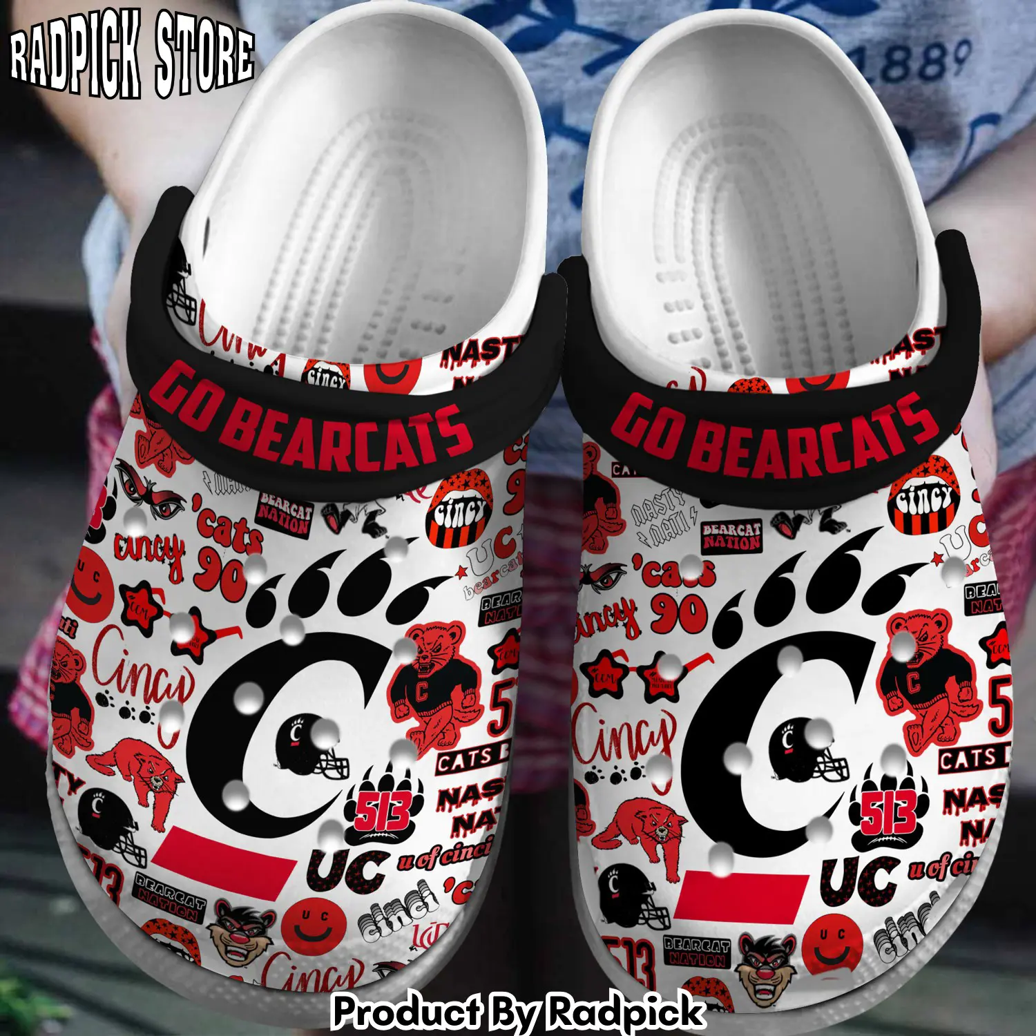 Radpick cincinnati bearcats ncaa sport crocss crocband clogs shoes comfortable for men women and kids footwearelite exclusive rp6527276